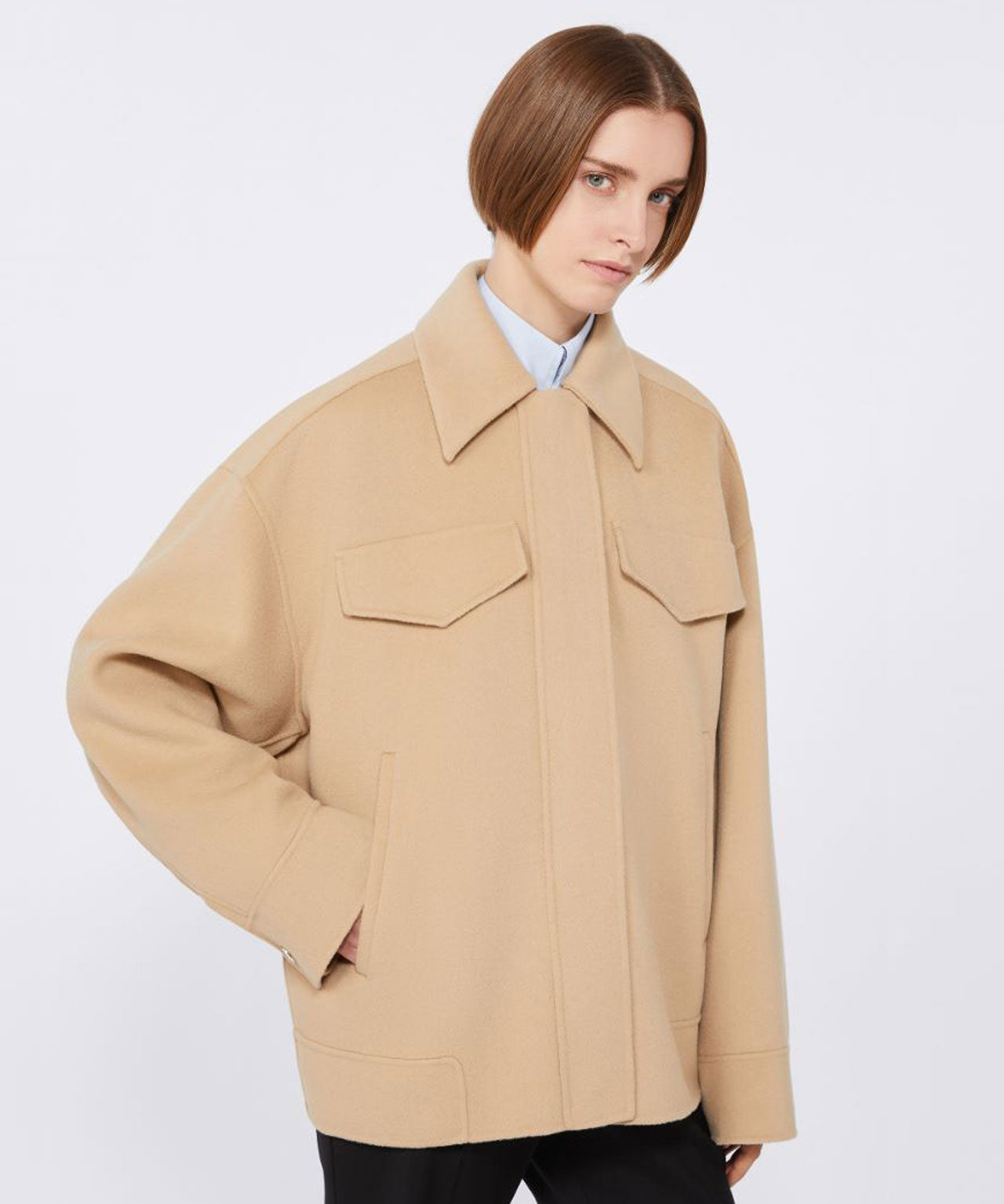 SPORTMAX Sandfarbene Wolljacke 