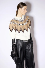 Cropped Cardigan mit Norwegerintarsie