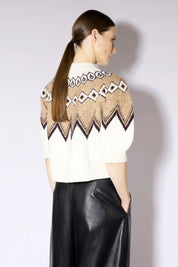 Cropped Cardigan mit Norwegerintarsie