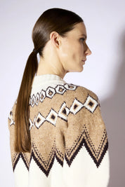 Cropped Cardigan mit Norwegerintarsie