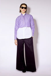 Cropped Baumwollbluse mit Stehkragen