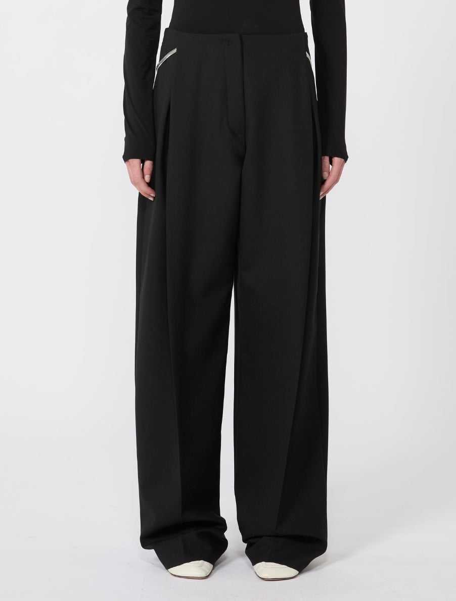 SPORTMAX Schwarze weite Anzughose mit BundFalten