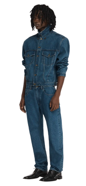 Entire Studios Mittelblaue Denimjacke mit Schulterpolster