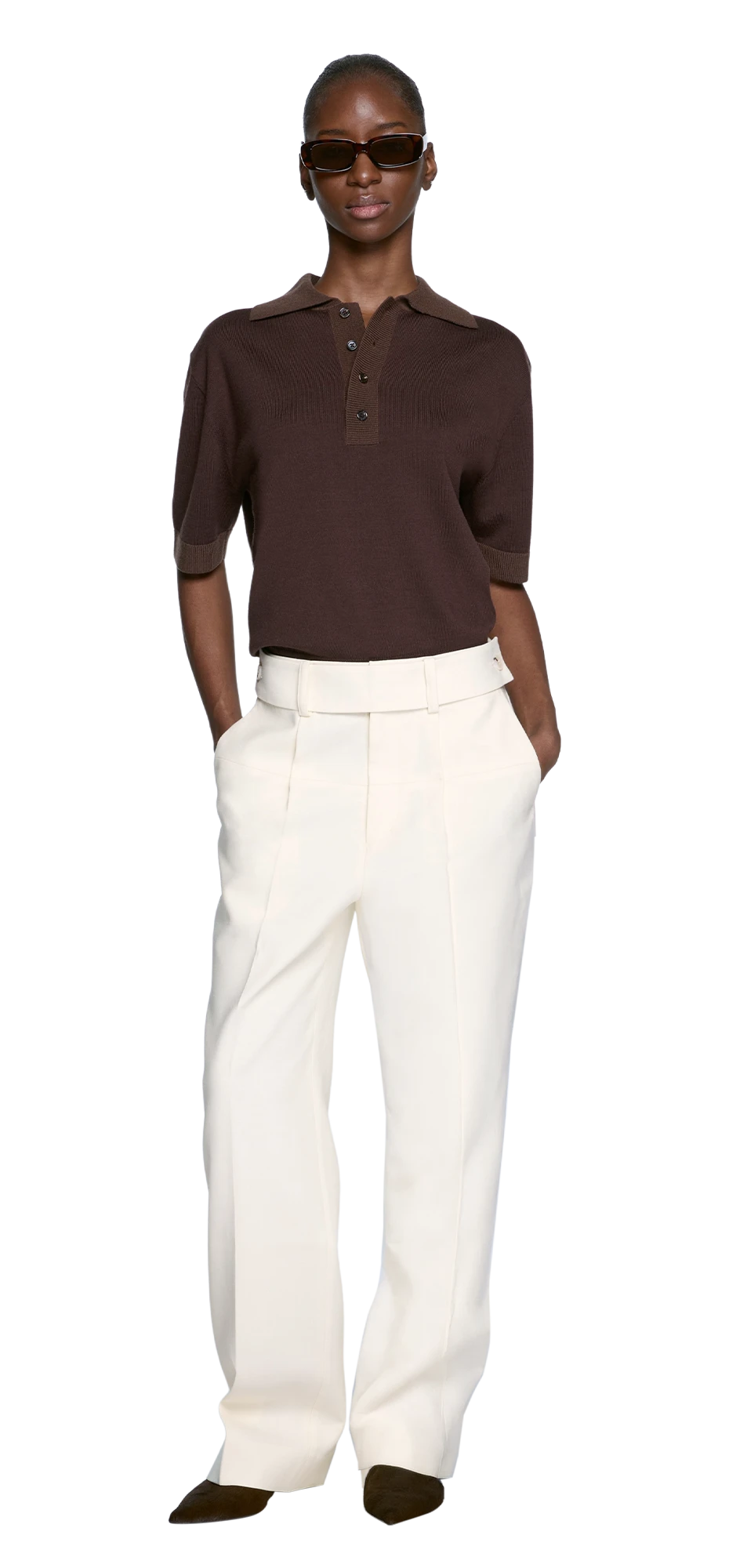 Entire Studios Nougatbraunes Strickpolo – Ansicht 2