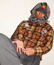 CARNE BOLLENTE Kariertes Workerjacket mit Patches