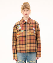 CARNE BOLLENTE Kariertes Workerjacket mit Patches