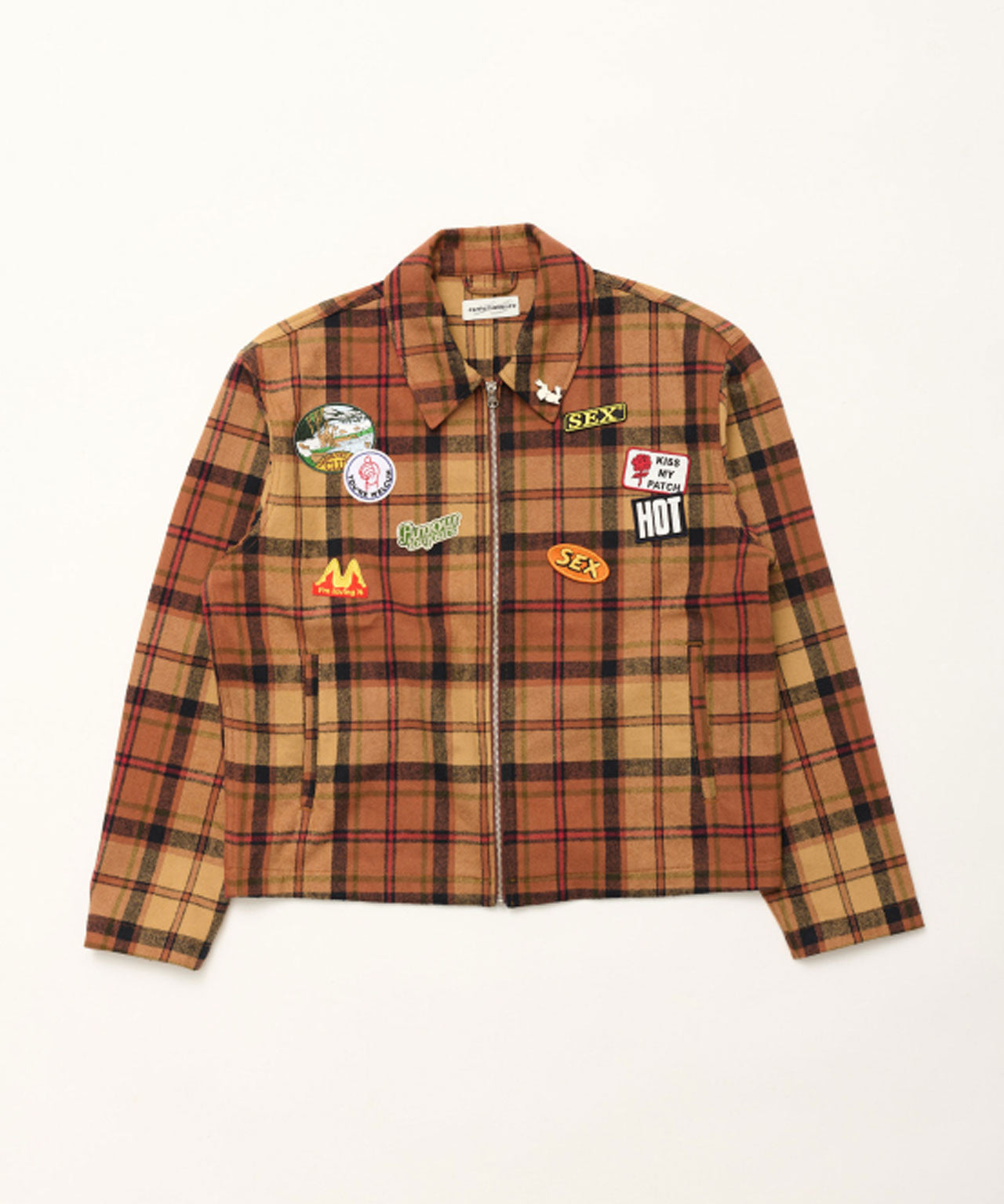 CARNE BOLLENTE Kariertes Workerjacket mit Patches