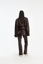 ROTATE Dunkelbraune Bikerjacke aus Leder