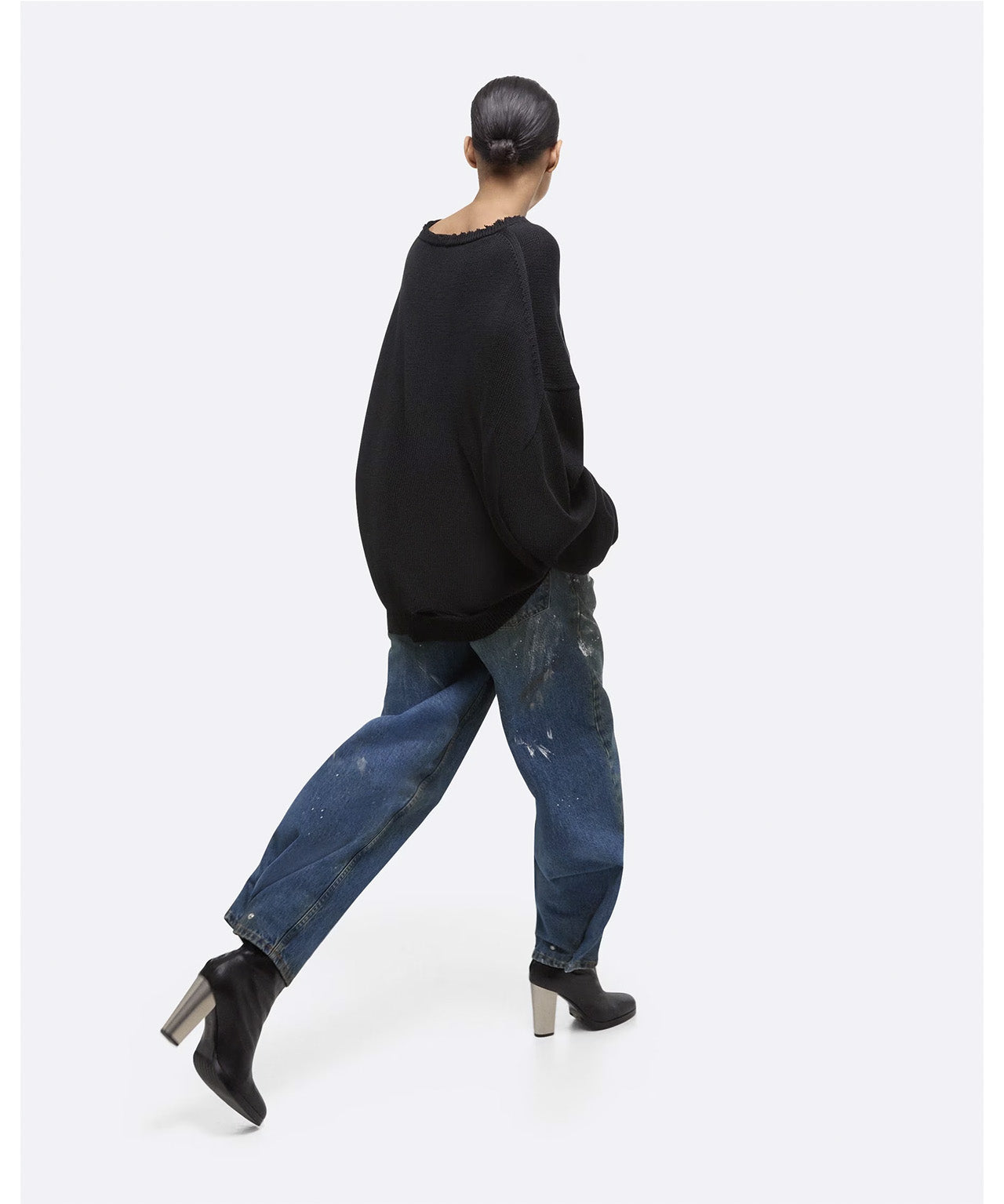 HELMUT LANG Schwarzer Pullover mit Raw Edges