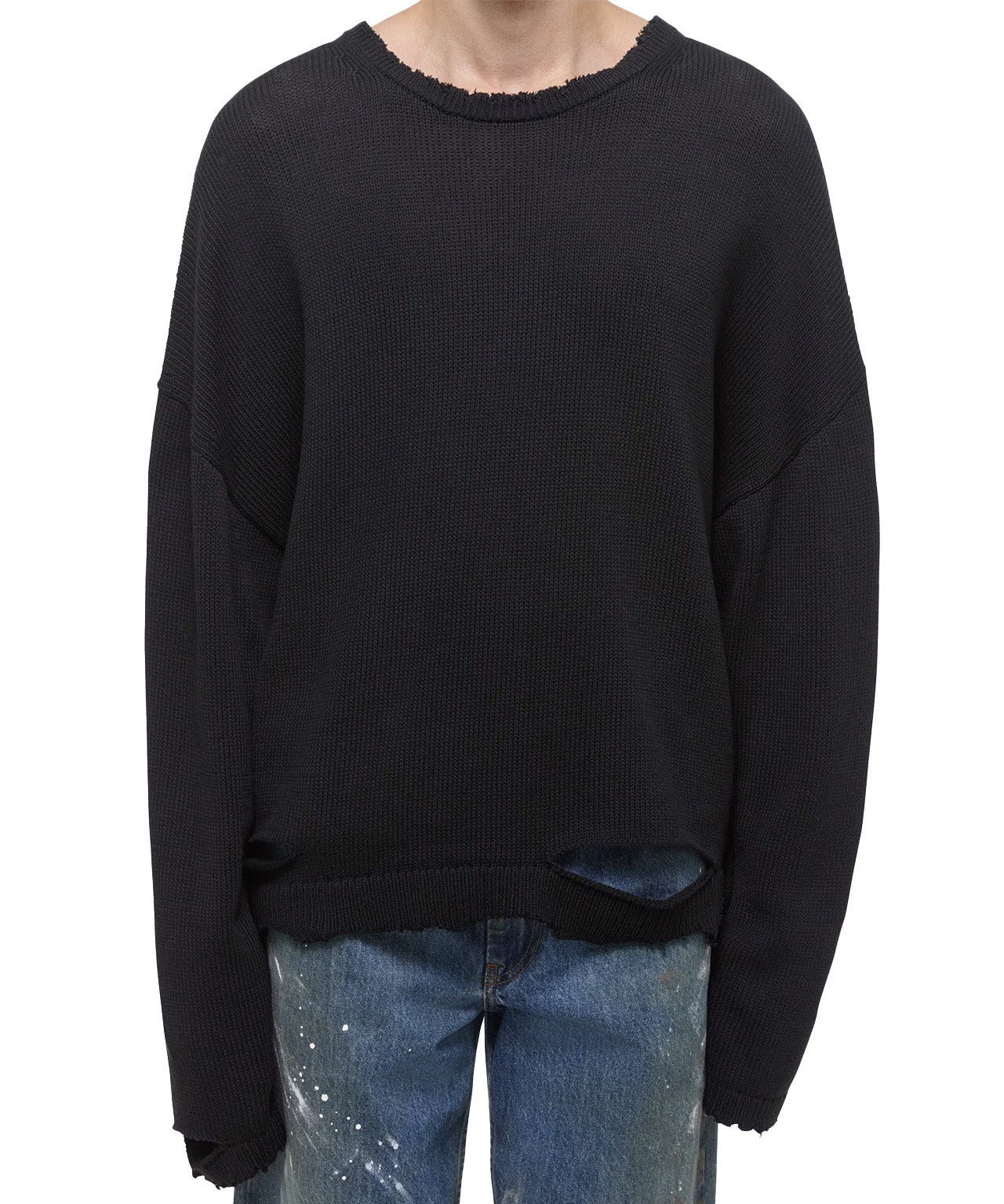 HELMUT LANG Schwarzer Pullover mit Raw Edges