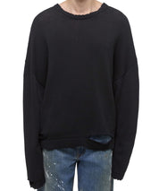 HELMUT LANG Schwarzer Pullover mit Raw Edges
