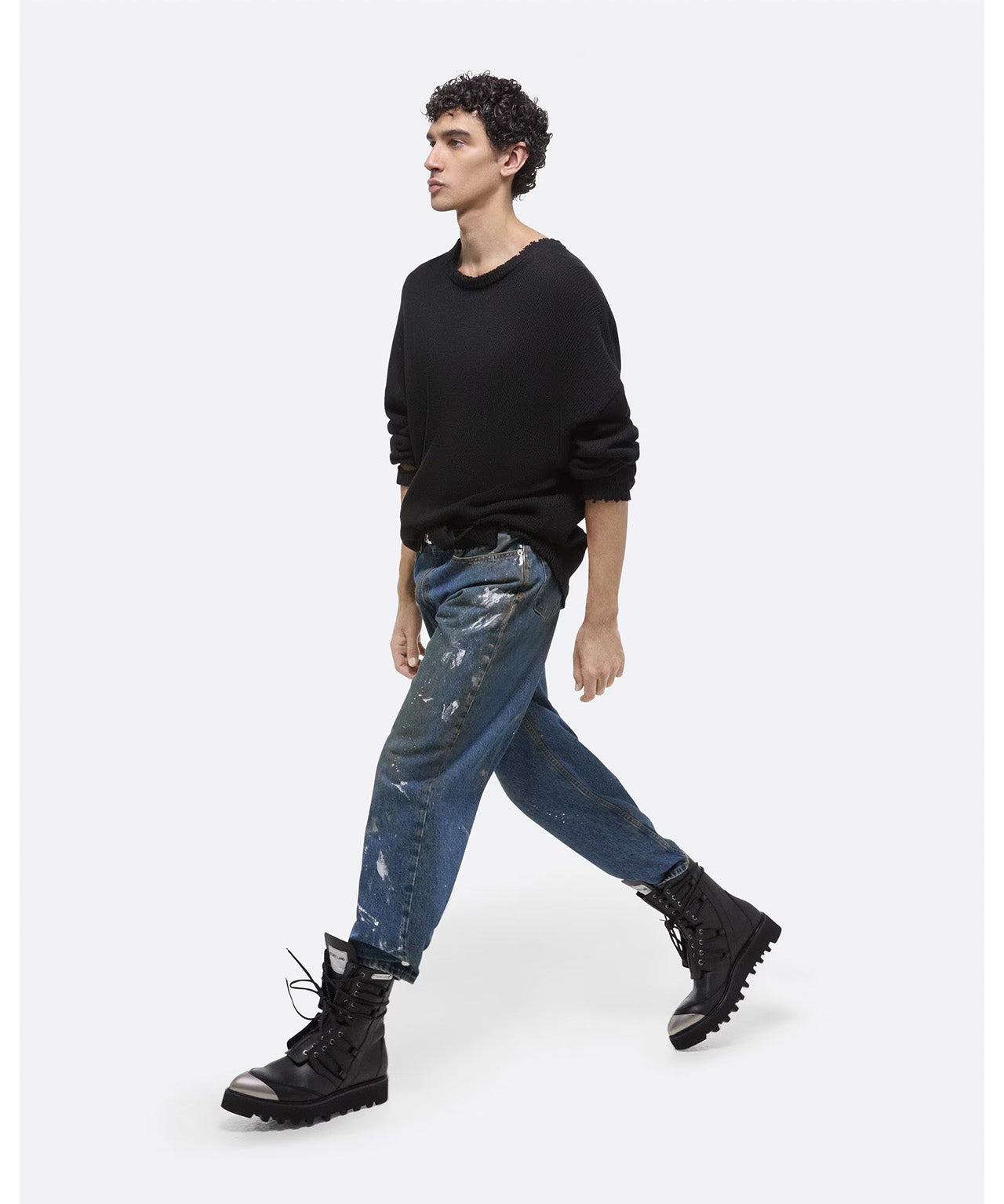 HELMUT LANG Schwarzer Pullover mit Raw Edges