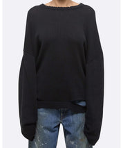 HELMUT LANG Schwarzer Pullover mit Raw Edges