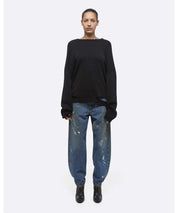 HELMUT LANG Schwarzer Pullover mit Raw Edges