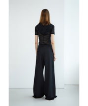 LOW CLASSIC Schwarze Anzugshose mit Falten am Bein