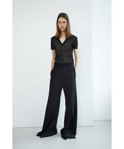 LOW CLASSIC Schwarze Anzugshose mit Falten am Bein