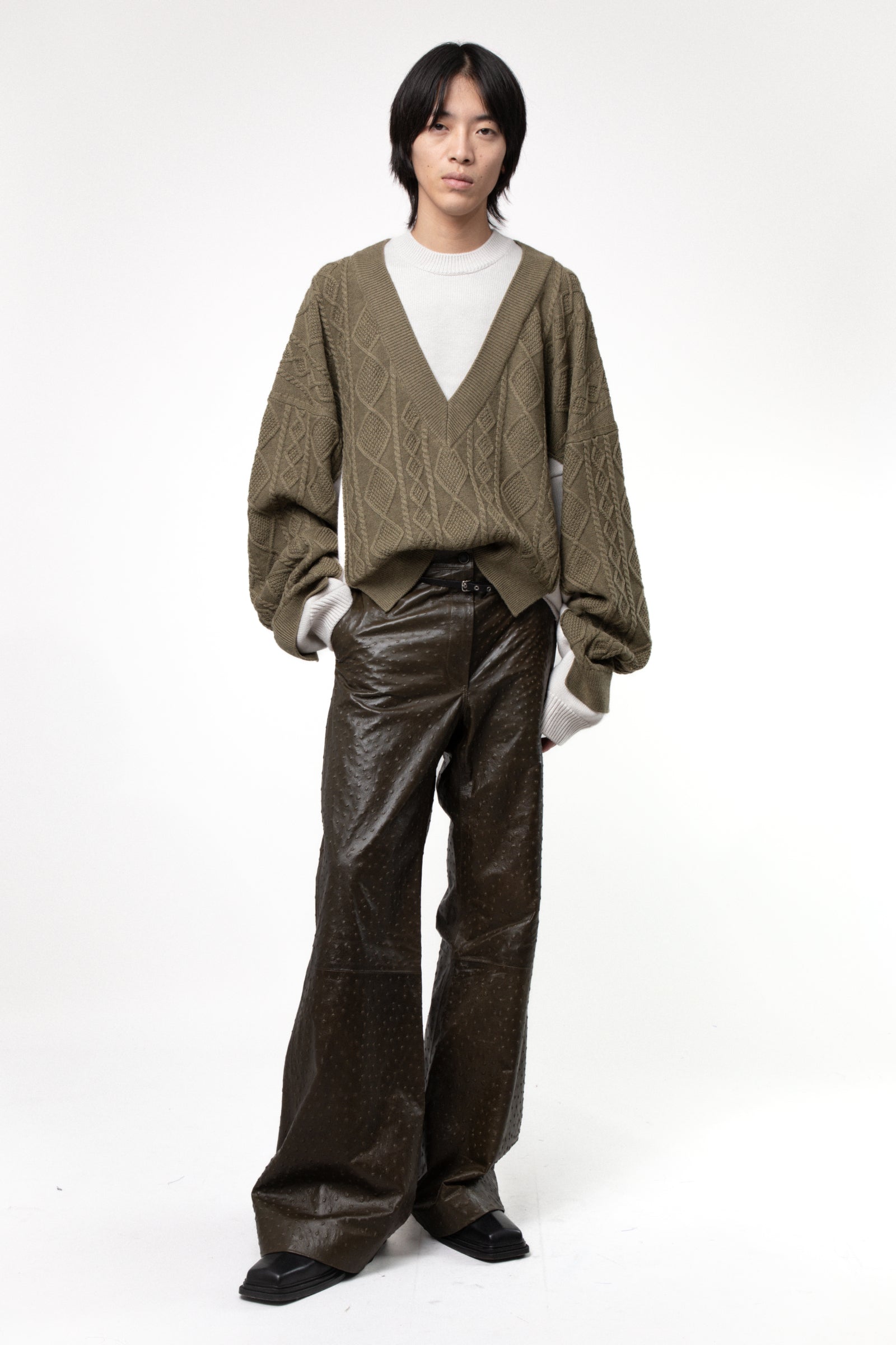 EGONLAB Layered Pullover Creme/Grün – Ansicht 1