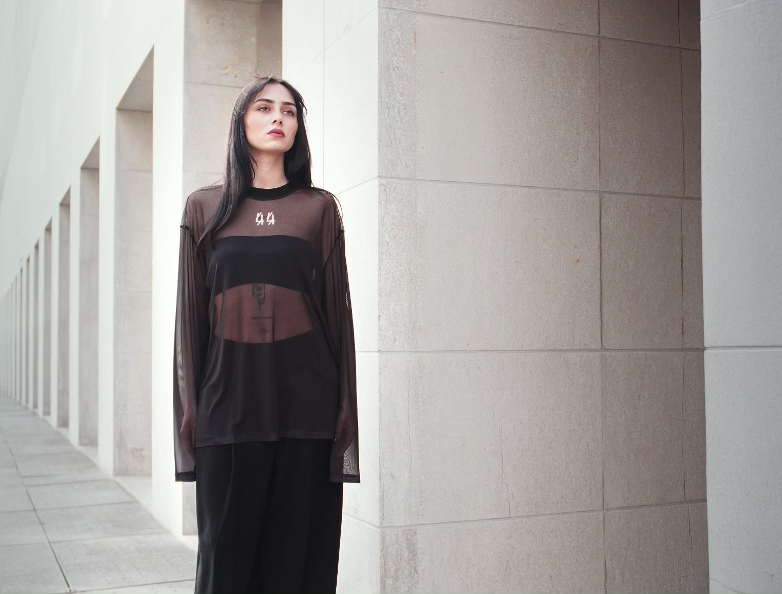 44LABELGROUP Oversized Mesh Longsleeve "44"