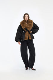 ROTATE Schwarze Fake Fur Jacke
