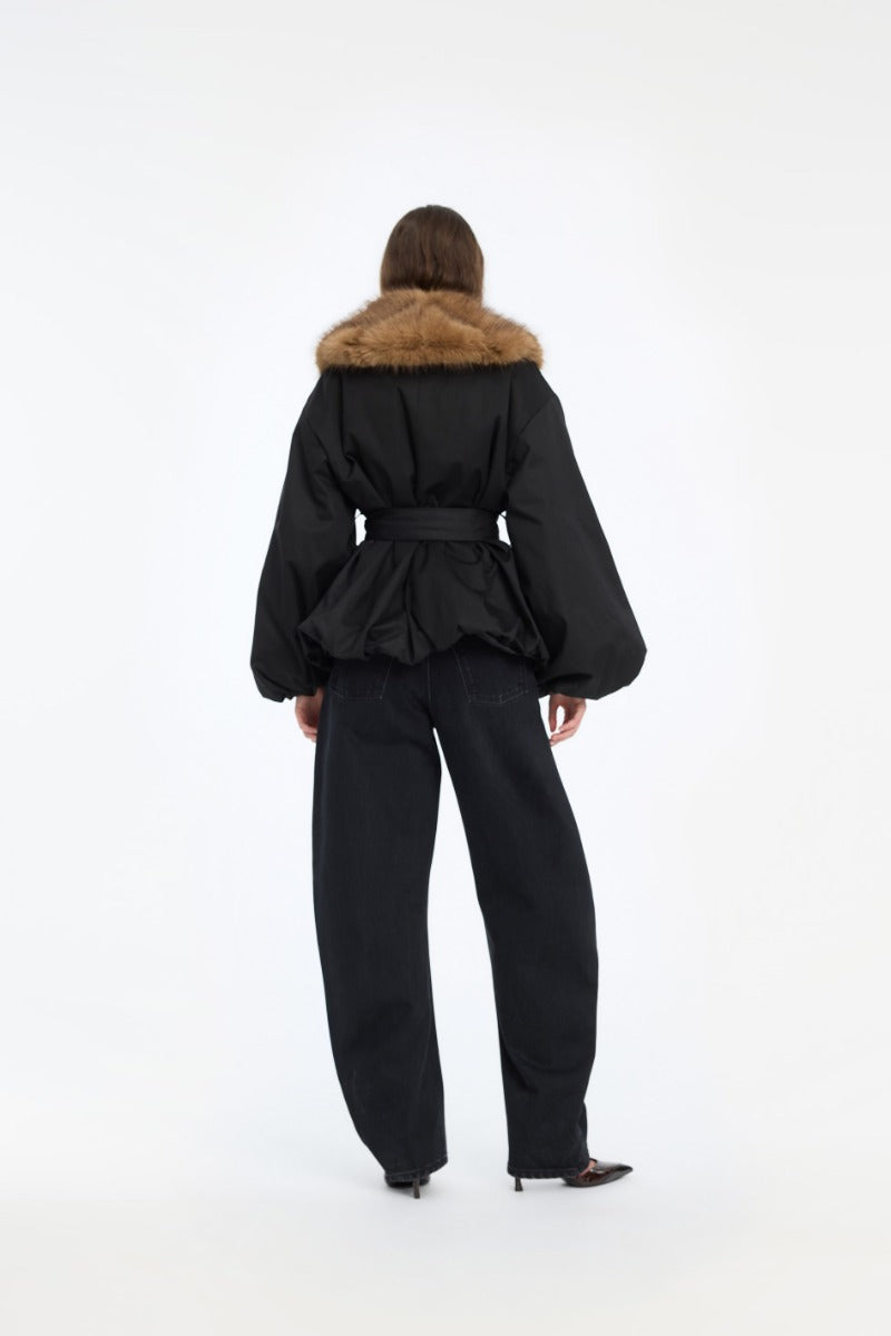 ROTATE Schwarze Fake Fur Jacke