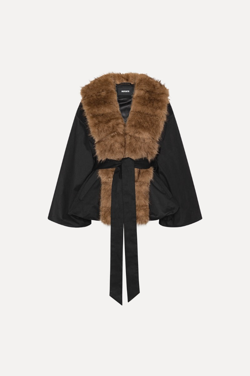 ROTATE Schwarze Fake Fur Jacke