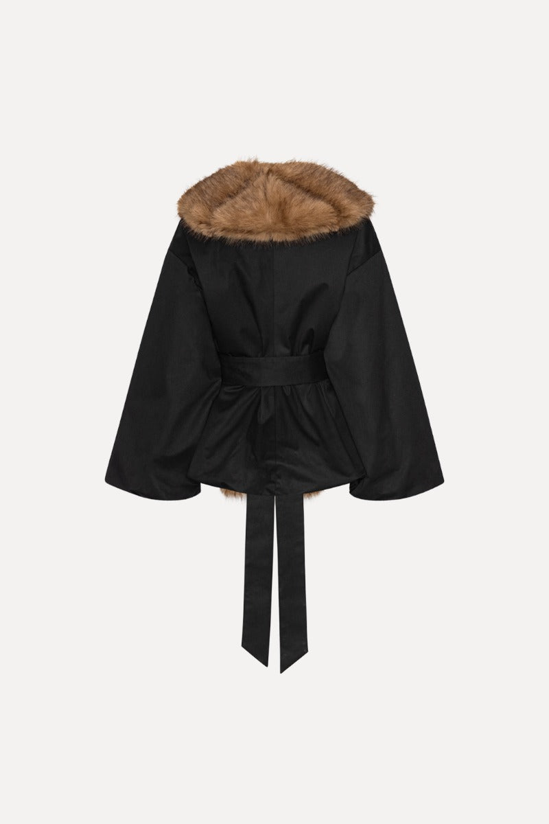 ROTATE Schwarze Fake Fur Jacke