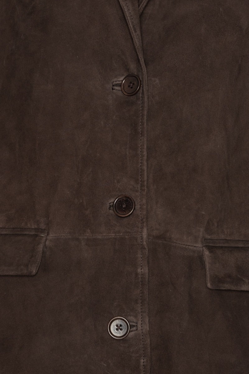 ROTATE Dunkelbrauner Wildlederblazer