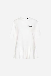 ROTATE Weißes, oversized T-Shirt mit Peplum