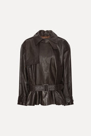 ROTATE Dunkelbraune Bikerjacke aus Leder