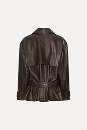 ROTATE Dunkelbraune Bikerjacke aus Leder