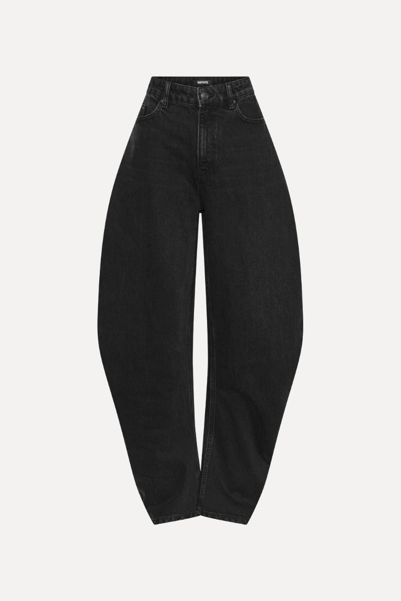 Rotate Schwarze Barreleg Jeans