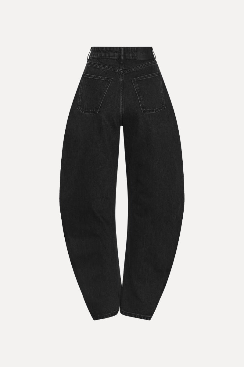 Rotate Schwarze Barreleg Jeans – Rückansicht