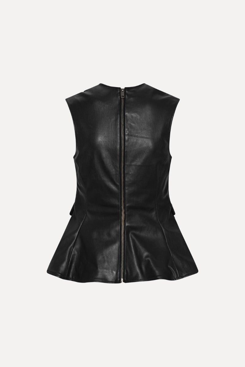 Rotate Ledertop mit Peplum – Rückansicht