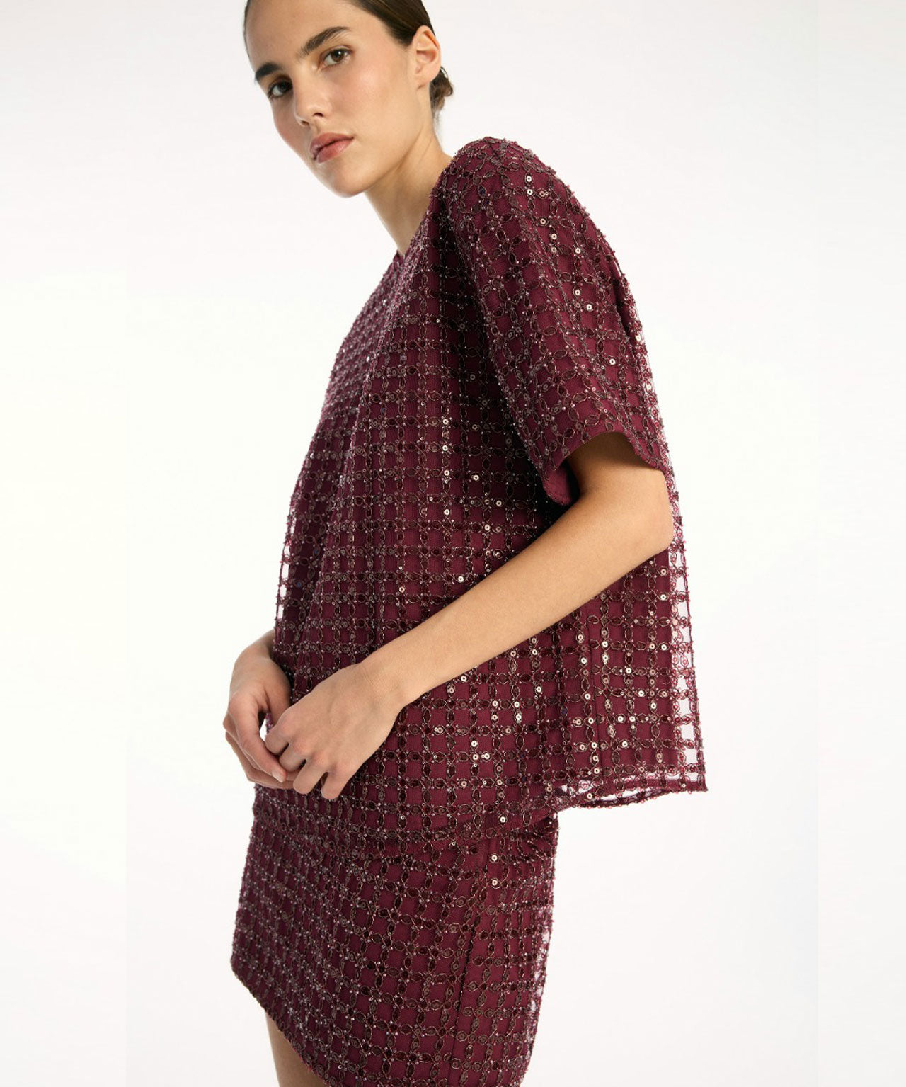 ROTATE T-Shirt mit Pailletten