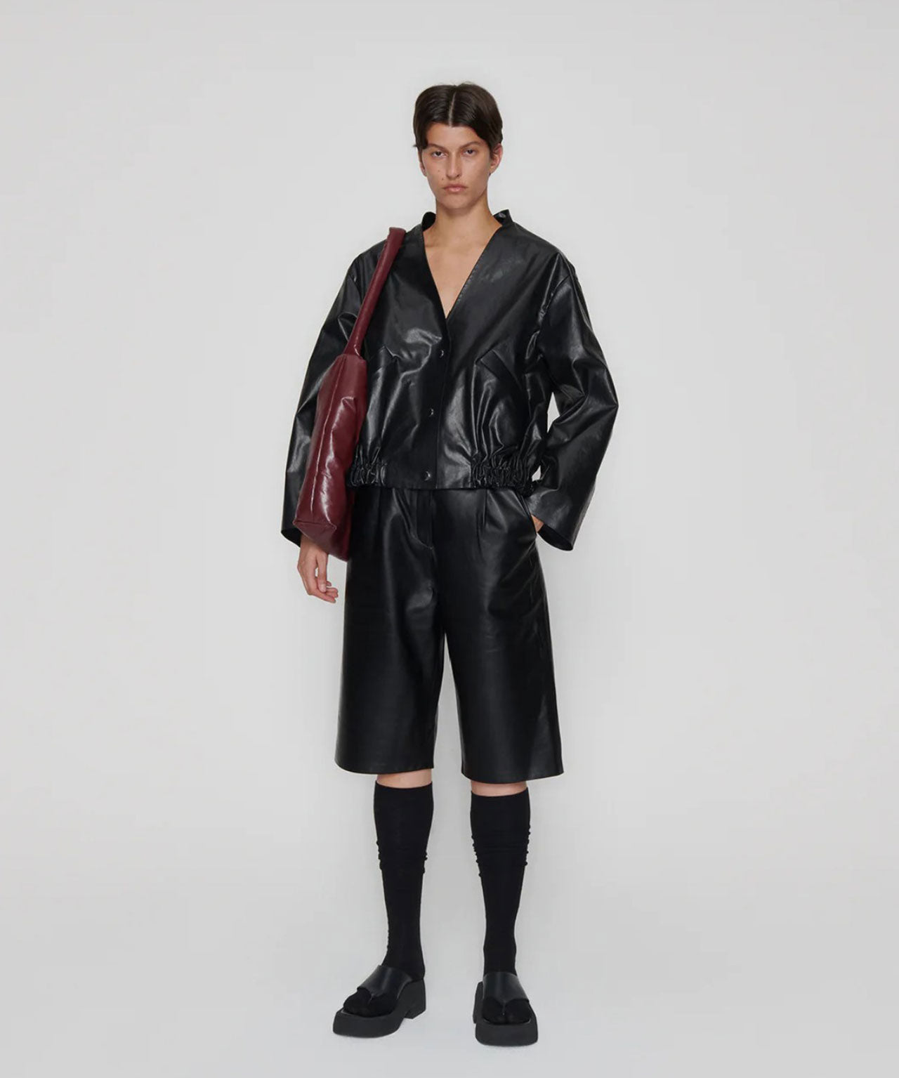 KASSL Editions Schwarze Bomberjacke, gewachst