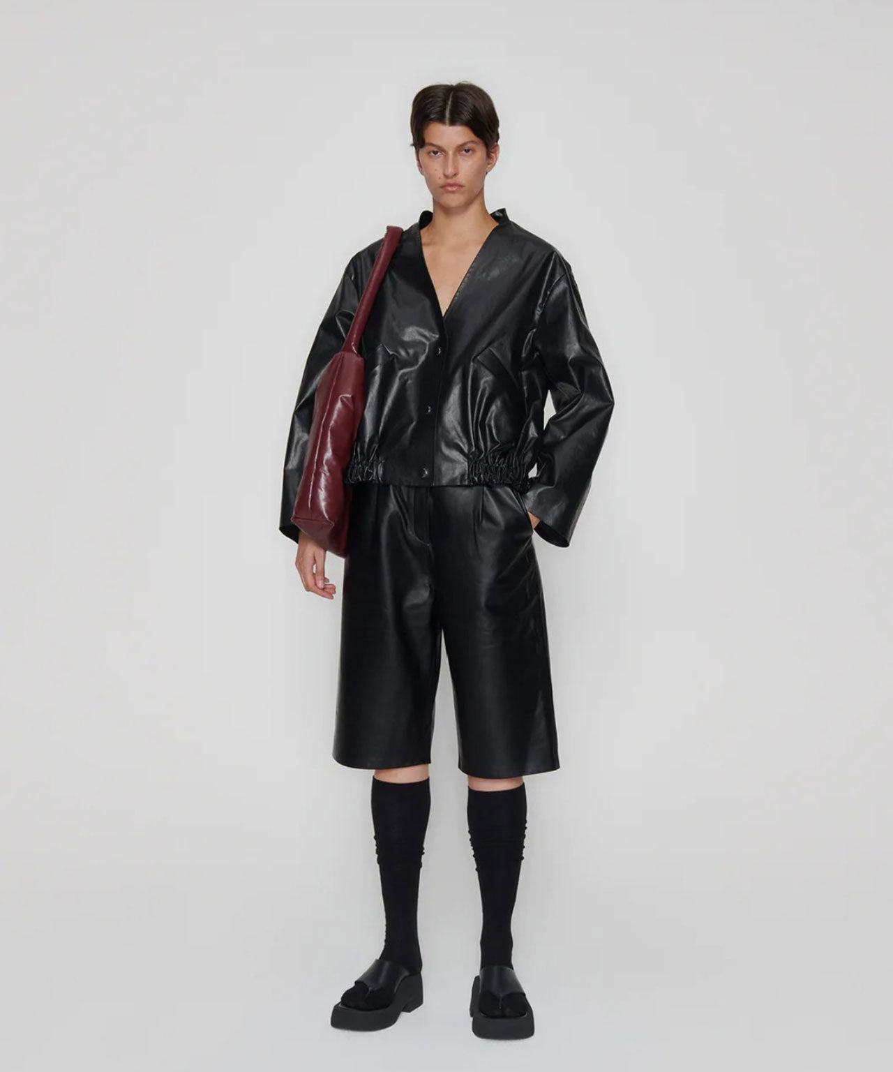 KASSL Editions Schwarze Bomberjacke, gewachst